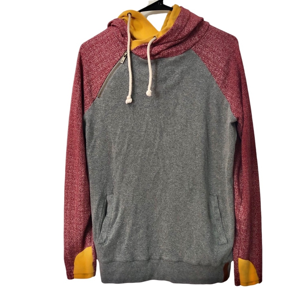 Ampersand double hood pullover tunic sweatshirt